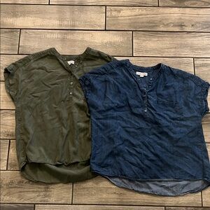 Casual Women's Tops in Olive Green and Denim Blue